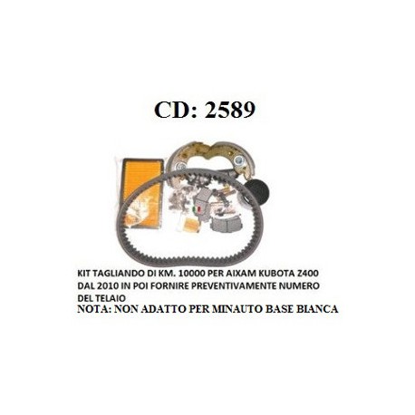 KIT TAGLIANDO PER I Km. 10000 PER MOTORE KUBOTA