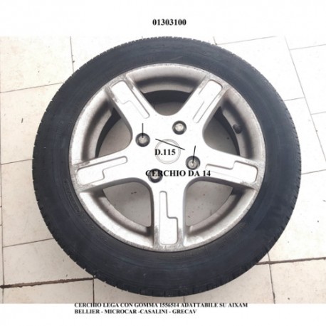 KIT 4 CERCHI LEGA CON GOMMA 155-65-14
